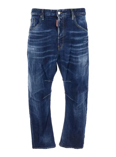 Dsquared2 Classic Five-pocket Jeans With Subtle Fading And Distressing In Blue