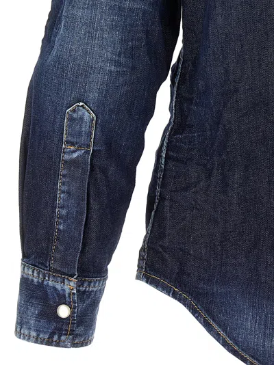 Dsquared2 Dan Shirt In Washed Blue Denim In Blue