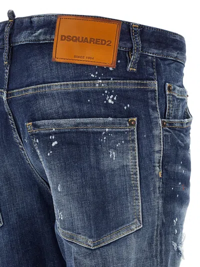 Dsquared2 Distressed Dark Blue Slim Fit Jeans In Blue