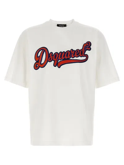 Dsquared2 Loose Fit Cotton Logo T-shirt In White