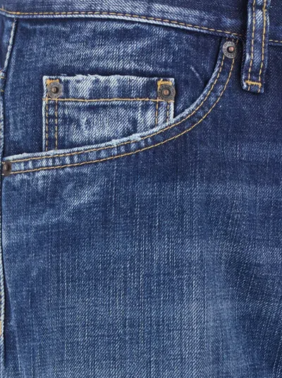 Dsquared2 The American Blue Jeans With Logo Patch On The Rear And Faded Effect In Denim Man In Blue