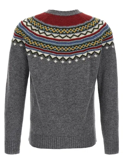 Dsquared2 Wool Sweater With Geometric Pattern In Gray