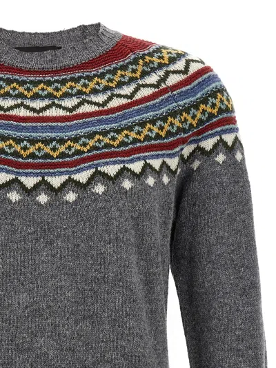 Dsquared2 Wool Sweater With Geometric Pattern In Gray