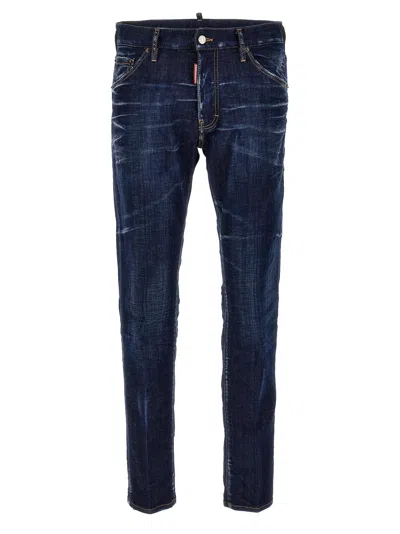 Dsquared2 Blue Jeans With Belt Loops And Logo Patch On The Rear In Blue