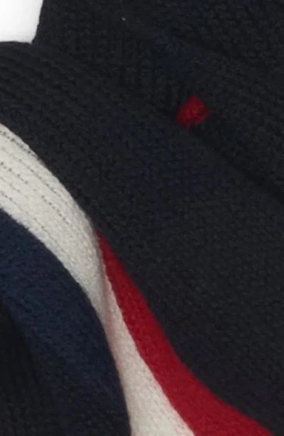 Moncler Logo Patch Stripe Virgin Wool Fringe Scarf In Multi