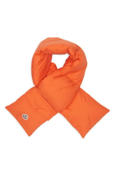 Moncler Down Puffer Scarf In Orange