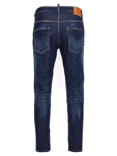 Dsquared2 Blue Jeans With Belt Loops And Logo Patch On The Rear In Blue