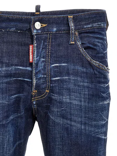 Dsquared2 Blue Jeans With Belt Loops And Logo Patch On The Rear In Blue