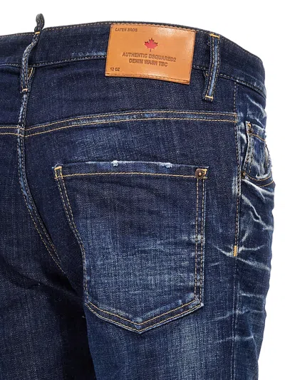 Dsquared2 Blue Jeans With Belt Loops And Logo Patch On The Rear In Blue