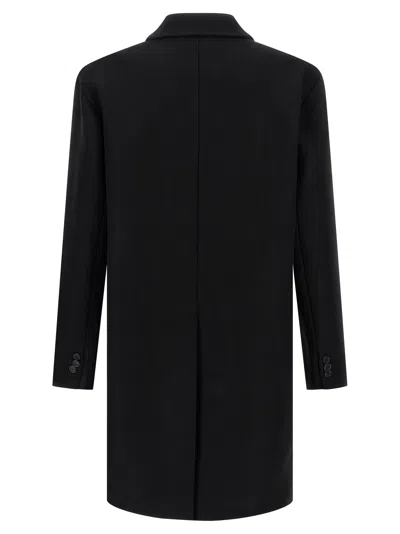 Dsquared2 Single-breasted Midi Coat With Monogram Lining In Black