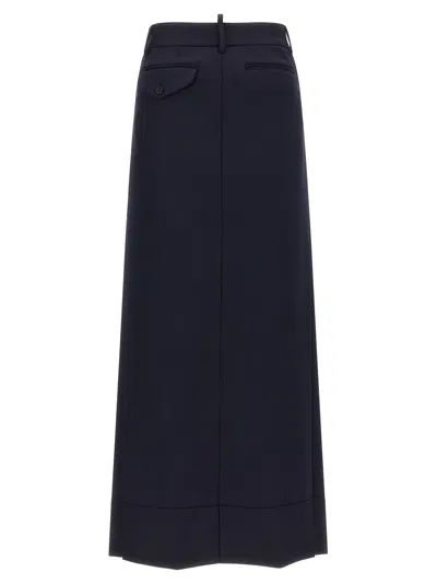 Dsquared2 Stitched Skirt With Pockets And Loops In Blue