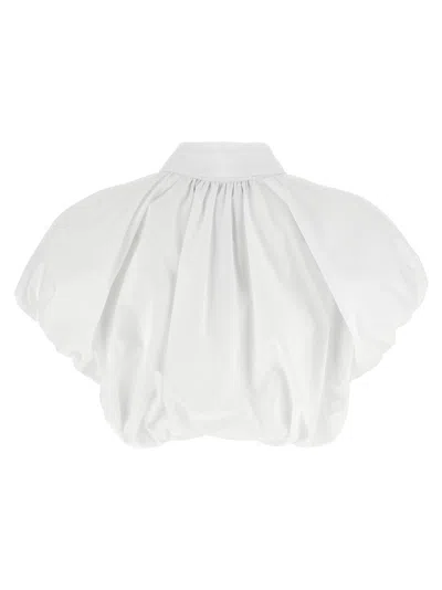 Dsquared2 Short Sleeve Collared Shirt With Gathered Detail In White