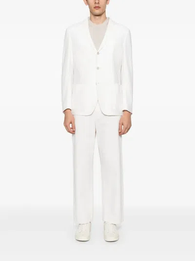 Eleventy Structured Single-breasted Jacket Notch Lapels In White