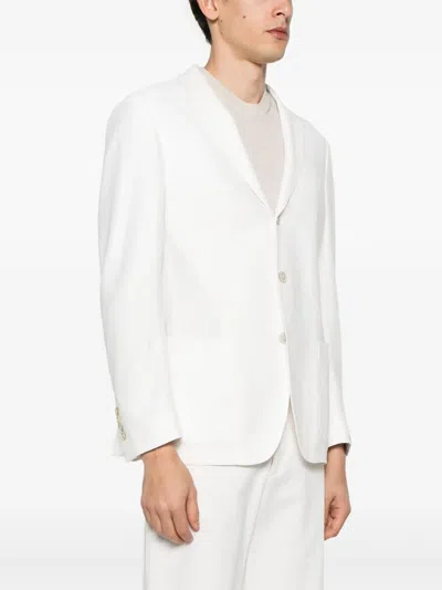 Eleventy Structured Single-breasted Jacket Notch Lapels In White