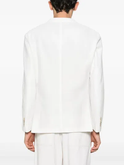 Eleventy Structured Single-breasted Jacket Notch Lapels In White