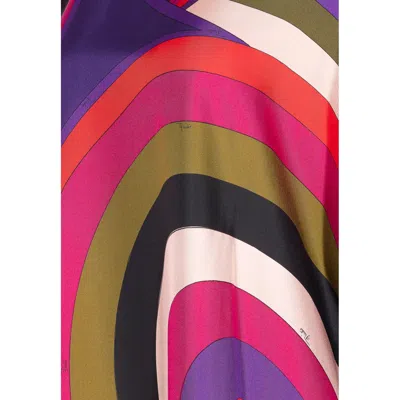 Pucci Iris Print Silk Short Kaftan Clothing In Black