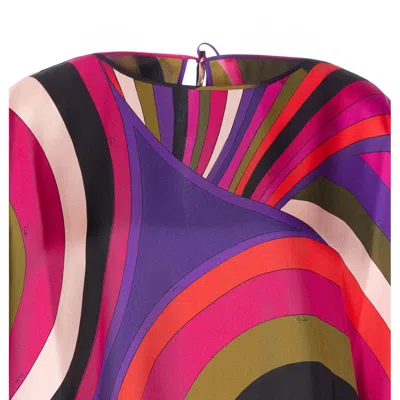 Pucci Iris Print Silk Short Kaftan Clothing In Black