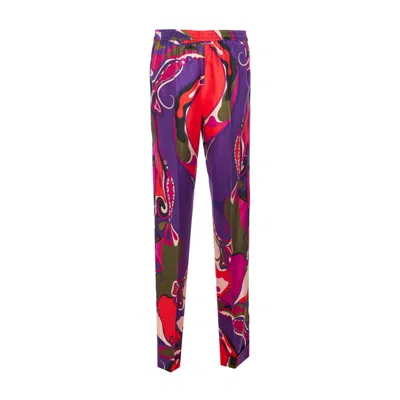 Pucci Pants Orchidee Print In Black