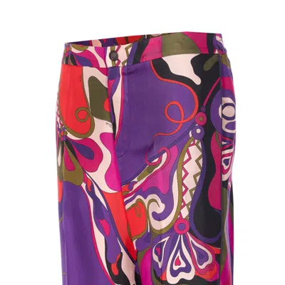 Pucci Pants Orchidee Print In Black