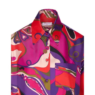 Pucci Silk Shirt With Abstract Print In Animal Print