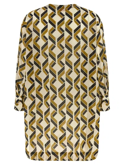 Eres Espace Logo-patch Geometric-print Shirt In Brown