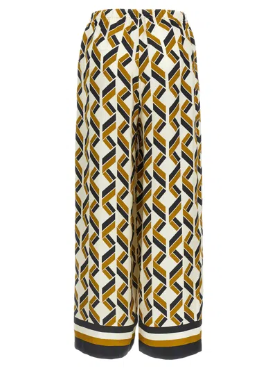 Eres Tube Patterned Silk Twill Wide-leg Pants In Brown