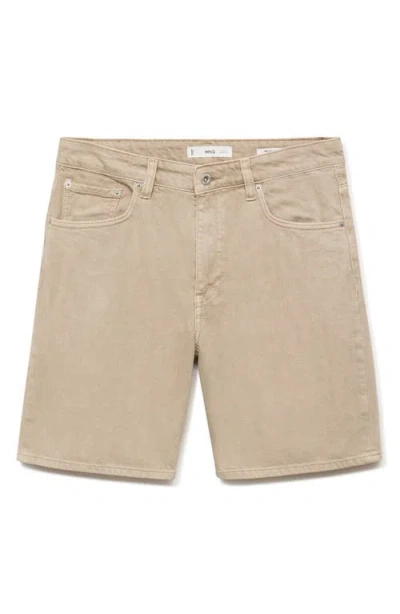 Mango Denim Bermuda Shorts In Neutral