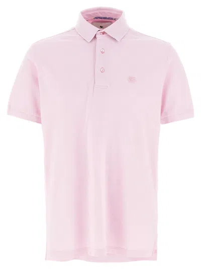 Etro Pegaso Embroidered Polo T-shirt In Pink
