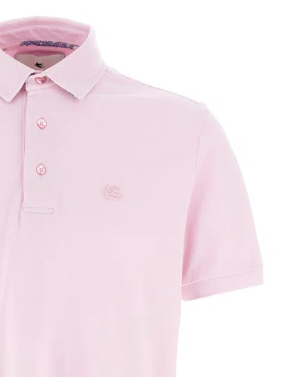 Etro Pegaso Embroidered Polo T-shirt In Pink