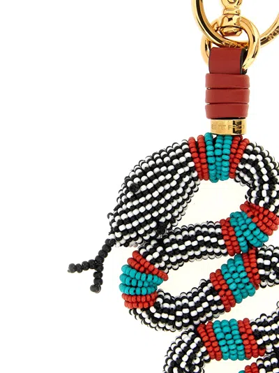 Etro Beaded Snake Shape Keyring With Gold-tone Hardware In Multi