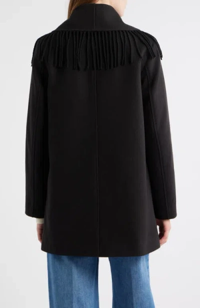 Sam Edelman Fringe Shawl Collar Coat In Multi