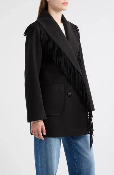 Sam Edelman Fringe Shawl Collar Coat In Multi