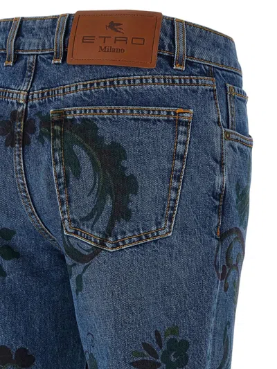 Etro Paisley Print Jeans In Blue