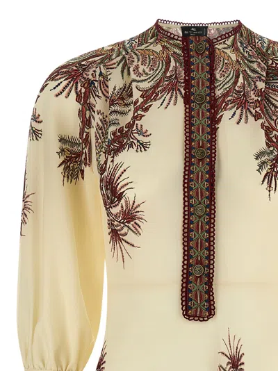 Etro Sable Midi Dress With Floral Paisley Print In Nude