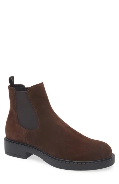 Prada Elastic-panel Suede Chelsea Boots In Brown