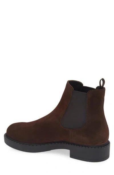Prada Elastic-panel Suede Chelsea Boots In Brown