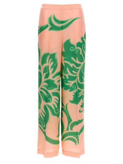 Etro Wide Printed Trousers In Silk Blend In Multi