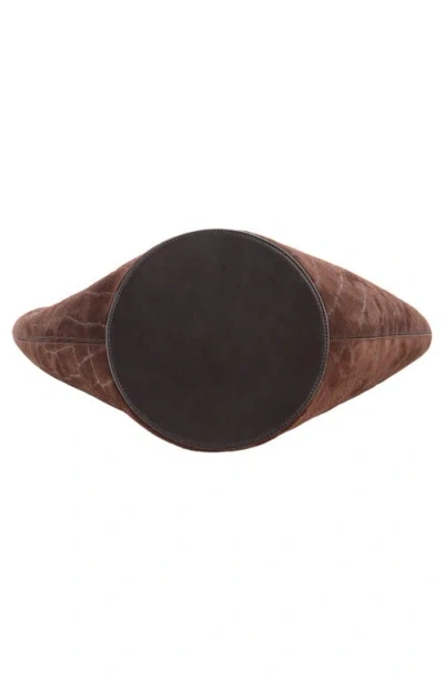 Jacquemus Le Bambola Moyen Croc Embossed Suede Bucket Bag In Brown