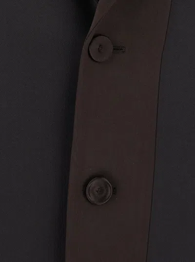 Fendi Men Brown Single-breasted Jacket With Notched Revers In Wool Blend Man In Blue