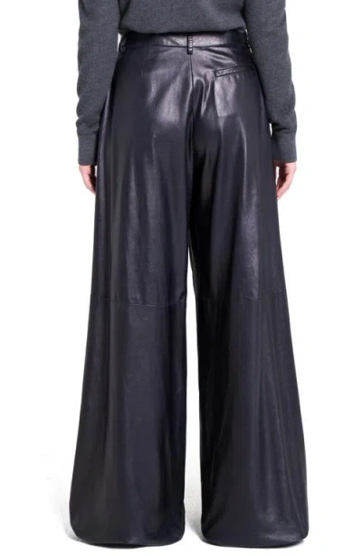 Twp Avery Wide Leg Leather Pants In Blue
