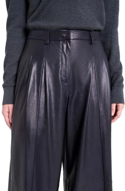 Twp Avery Wide Leg Leather Pants In Blue
