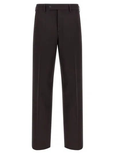 Fendi Wool Cigarette Trousers In Brown