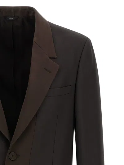 Fendi Men Brown Single-breasted Jacket With Notched Revers In Wool Blend Man In Brown