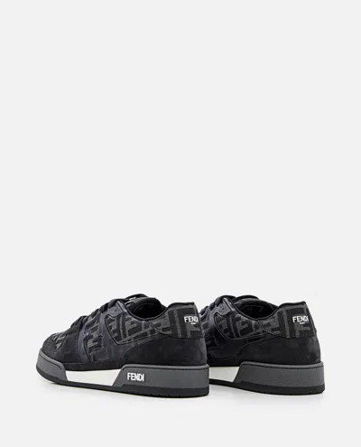 Fendi Match Sneakers In Ff Jacquard Fabric And Suede In Gray