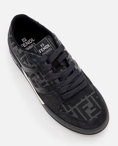 Fendi Match Sneakers In Ff Jacquard Fabric And Suede In Gray