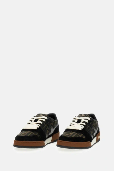 Fendi Match Ff Jacquard Low-top Sneakers In Brown