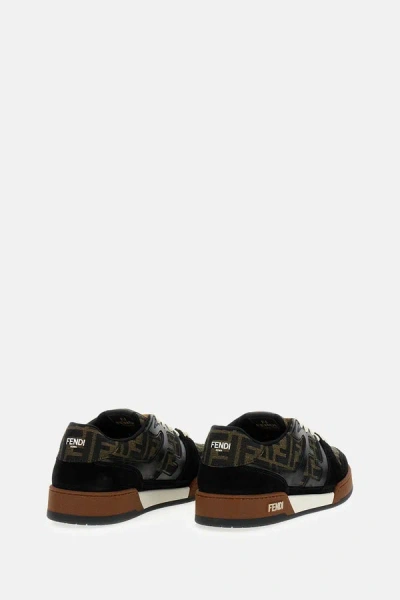 Fendi Match Ff Jacquard Low-top Sneakers In Brown