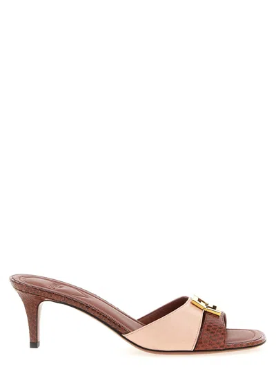Fendi Ffold Buckle Kitten Heel Open Toe In Multi