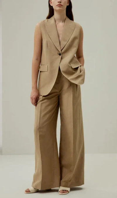 Lilysilk Single Button Sleeveless Lapel Blazer In Brown