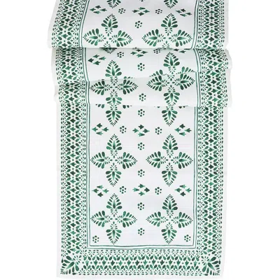 Juliska Iberian Border Linen Table Runner In Green